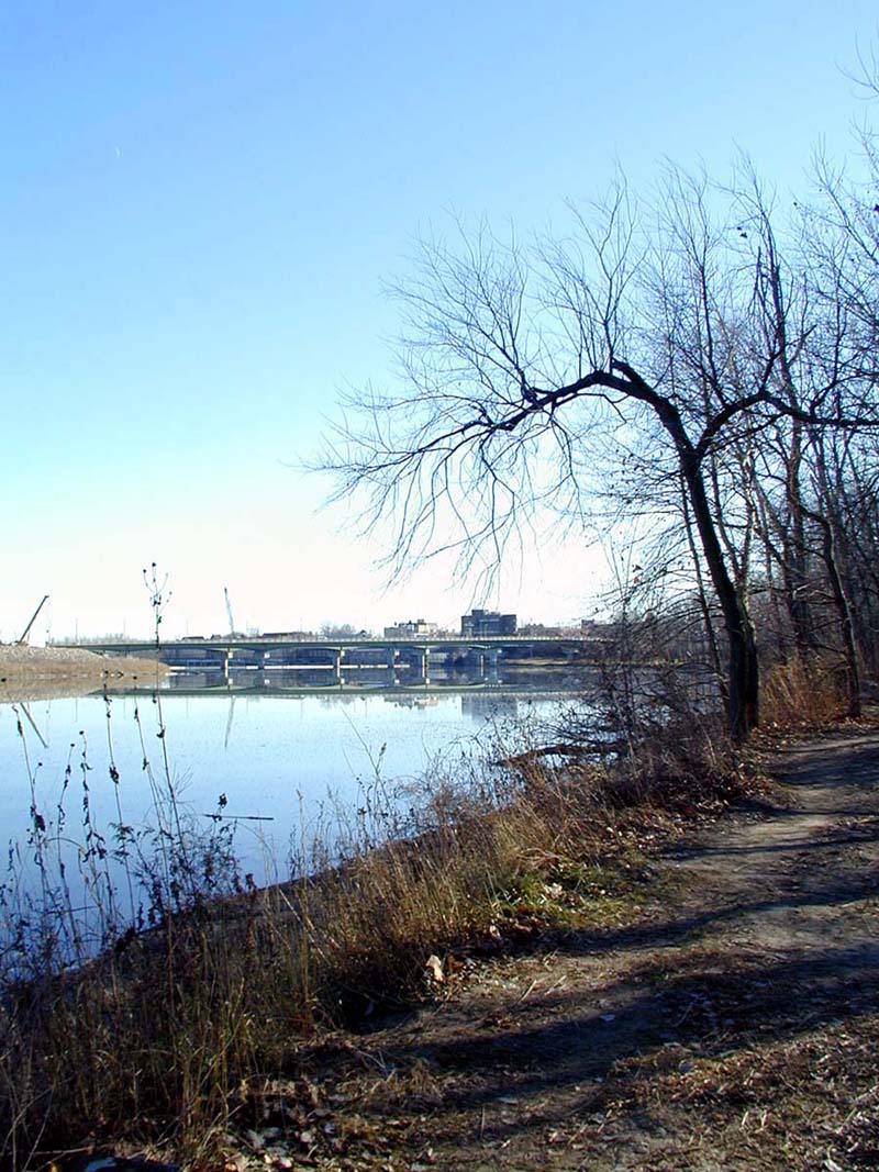 Looking east across the Kaw River from Riverfront Trail.